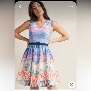 MODCLOTH Circus Cats Sleeveless A-Line Dress Size XS